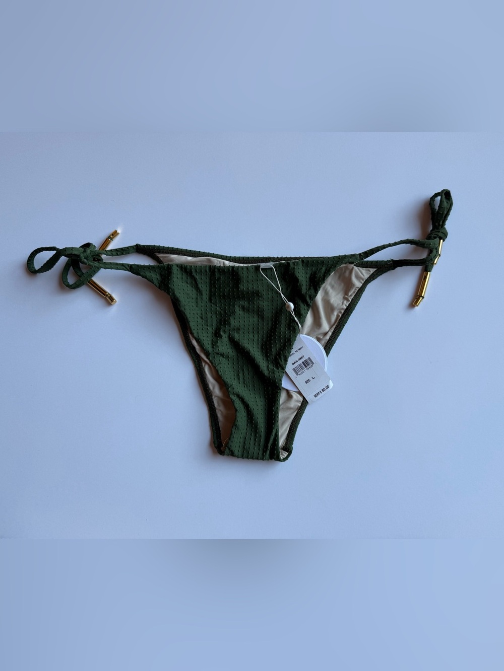 PQ Swim Olive Green Textured Tie-Side Bikini Bottoms